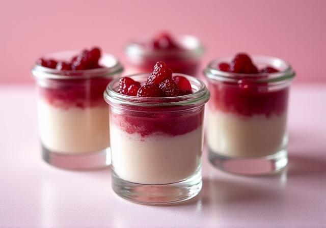 Desserts im Glas und frisches Obst